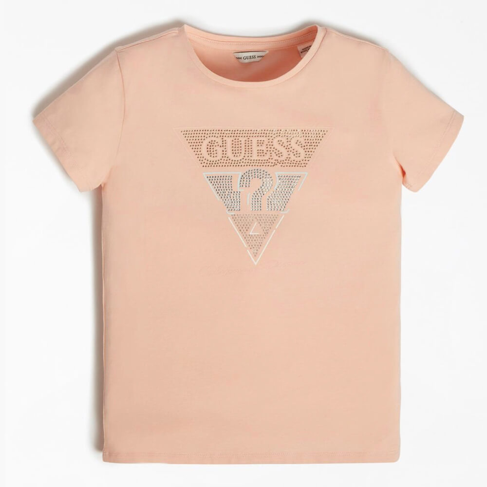 Guess Girls Orange T-Shirt With Logo Triangle