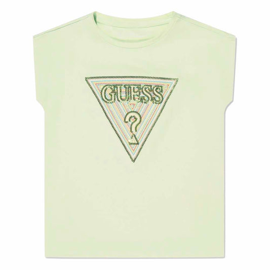 Guess Girls Green Triangle Logo T-Shirt