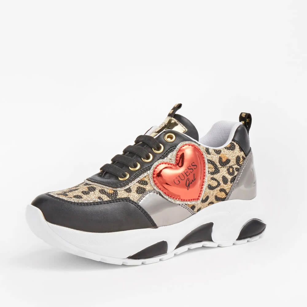Guess Girls Leopard Print Brown Trainers