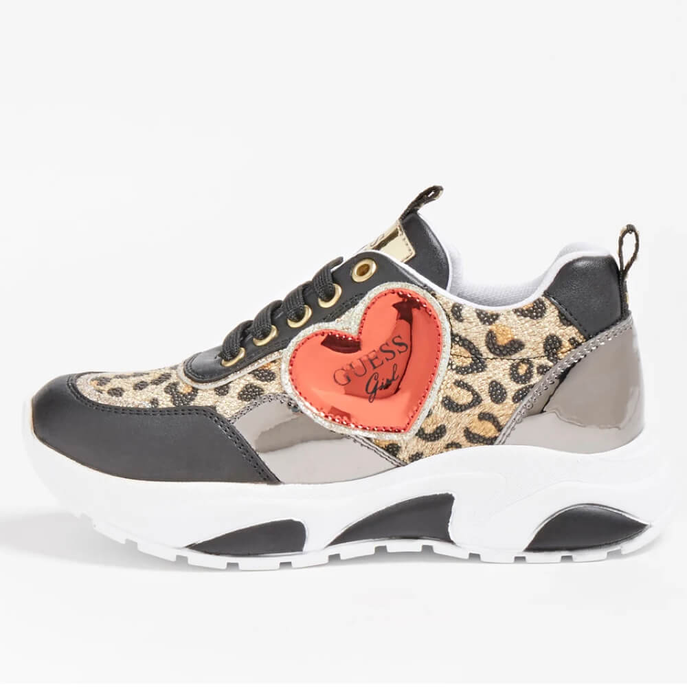 Guess Girls Leopard Print Brown Trainers