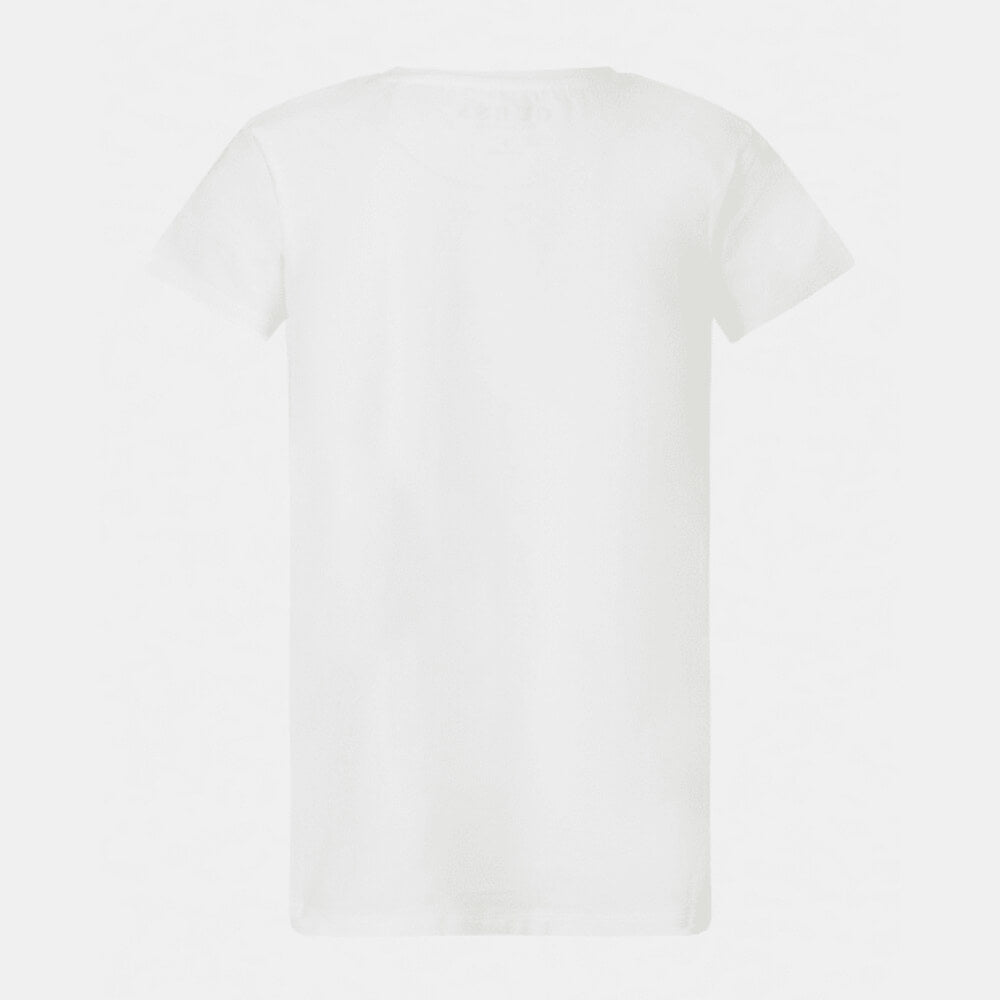Guess Girls White Cotton With Glitter Guess Logo T-Shirt