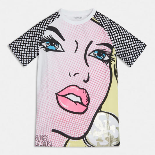 Guess Girls White With Front Print T-Shirt