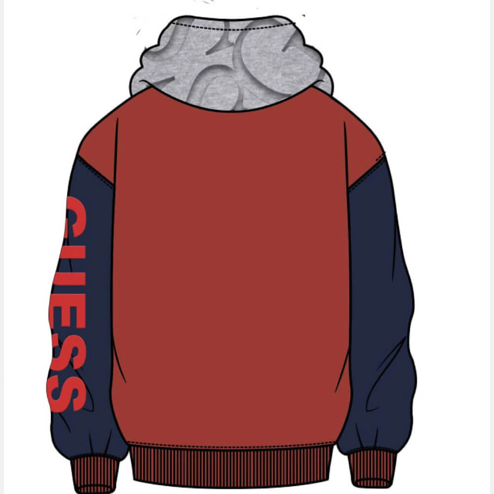 Guess Boys Grey, Navy & Red Hoodie With Arm Logo