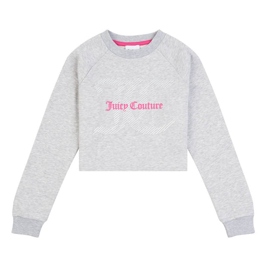 Juicy Couture Girls Grey Crop Raglan Crew Sweatshirt