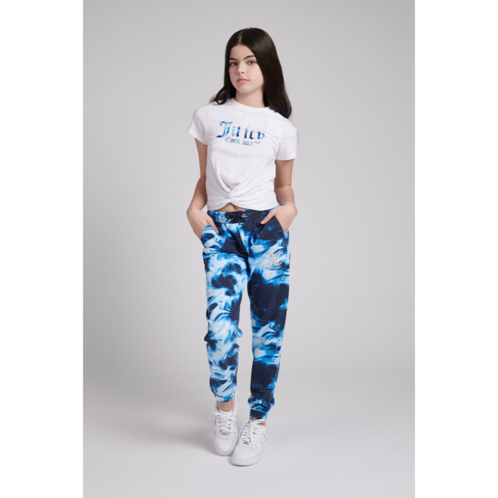 Juicy Couture Girls Blue & Multi Marbel Print Loose Joggers