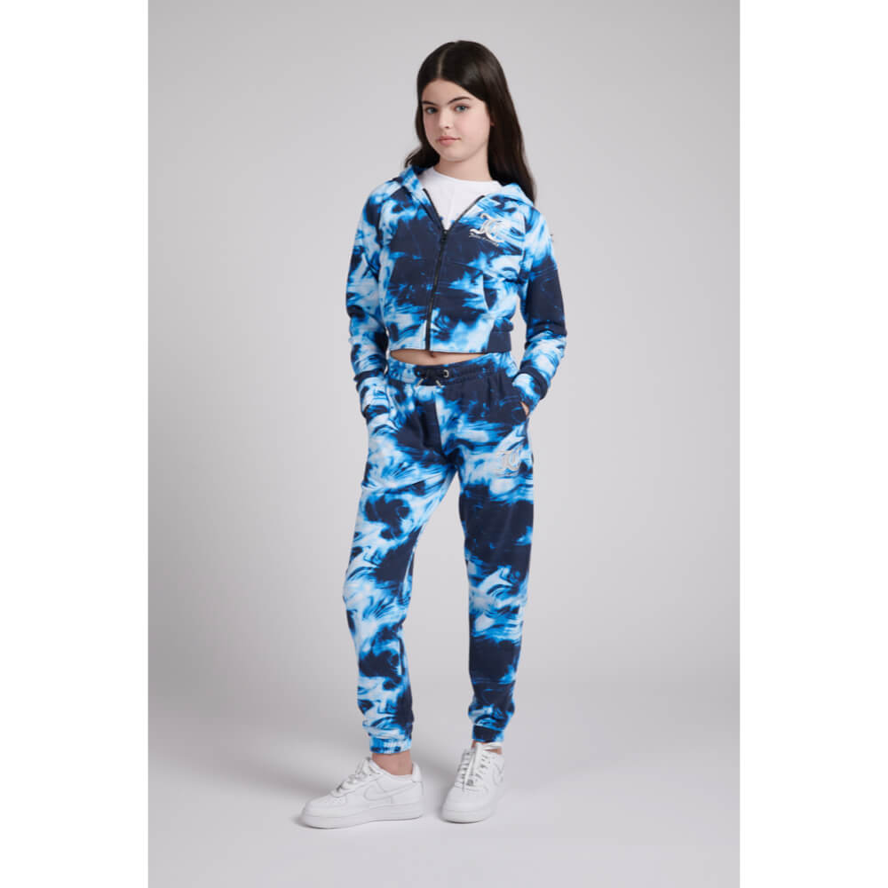 Juicy Couture Girls Blue & Multi Marbel Print Loose Joggers