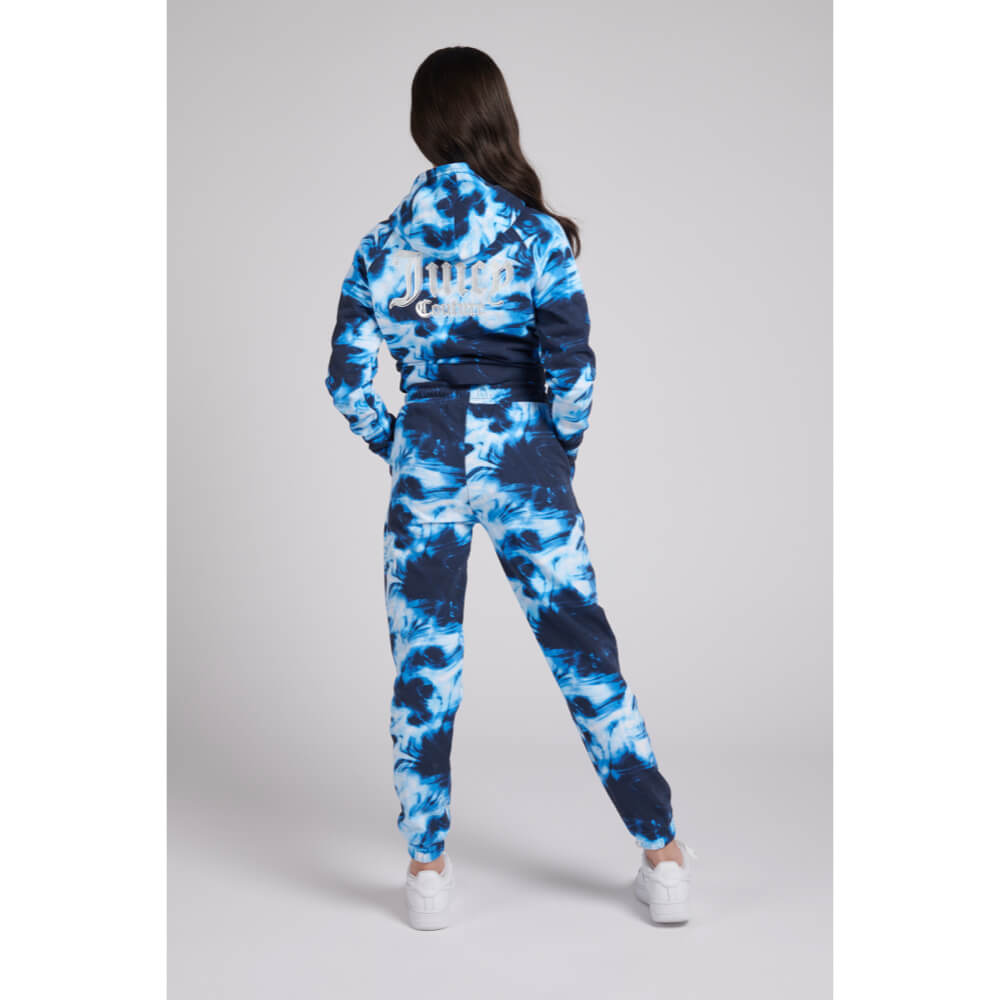 Juicy Couture Girls Blue & Multi Marbel Print Zip Thru Hoodie