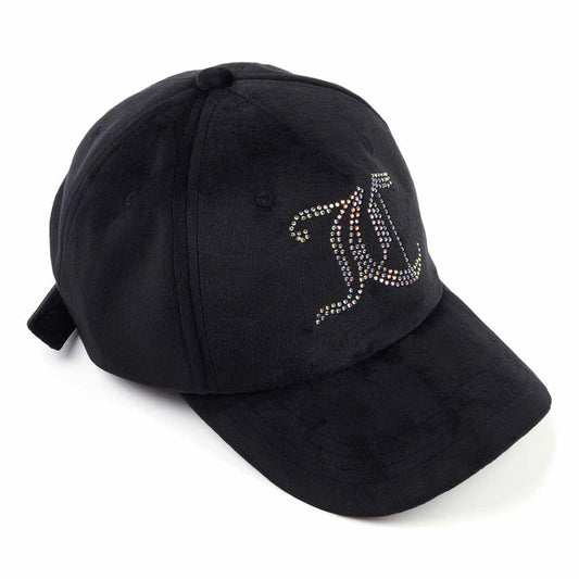 Juicy Couture Girls Black Diamante Velour Cap