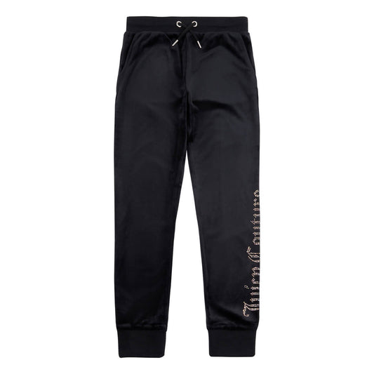 Juicy Couture Girls Black Diamante Velour Slim Joggers