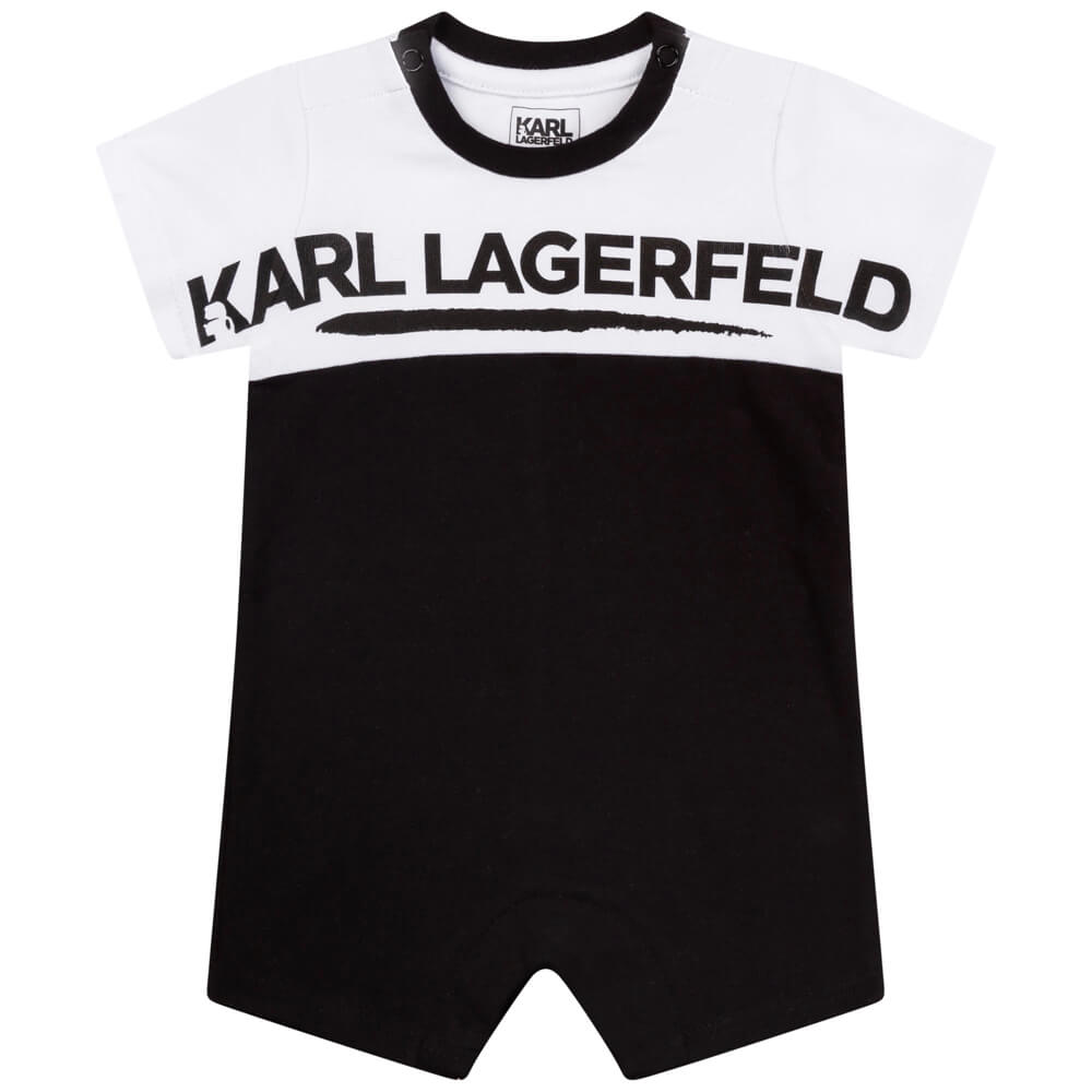 Karl Lagerfeld Baby Girls White & Black Short Sleeves Babysuit