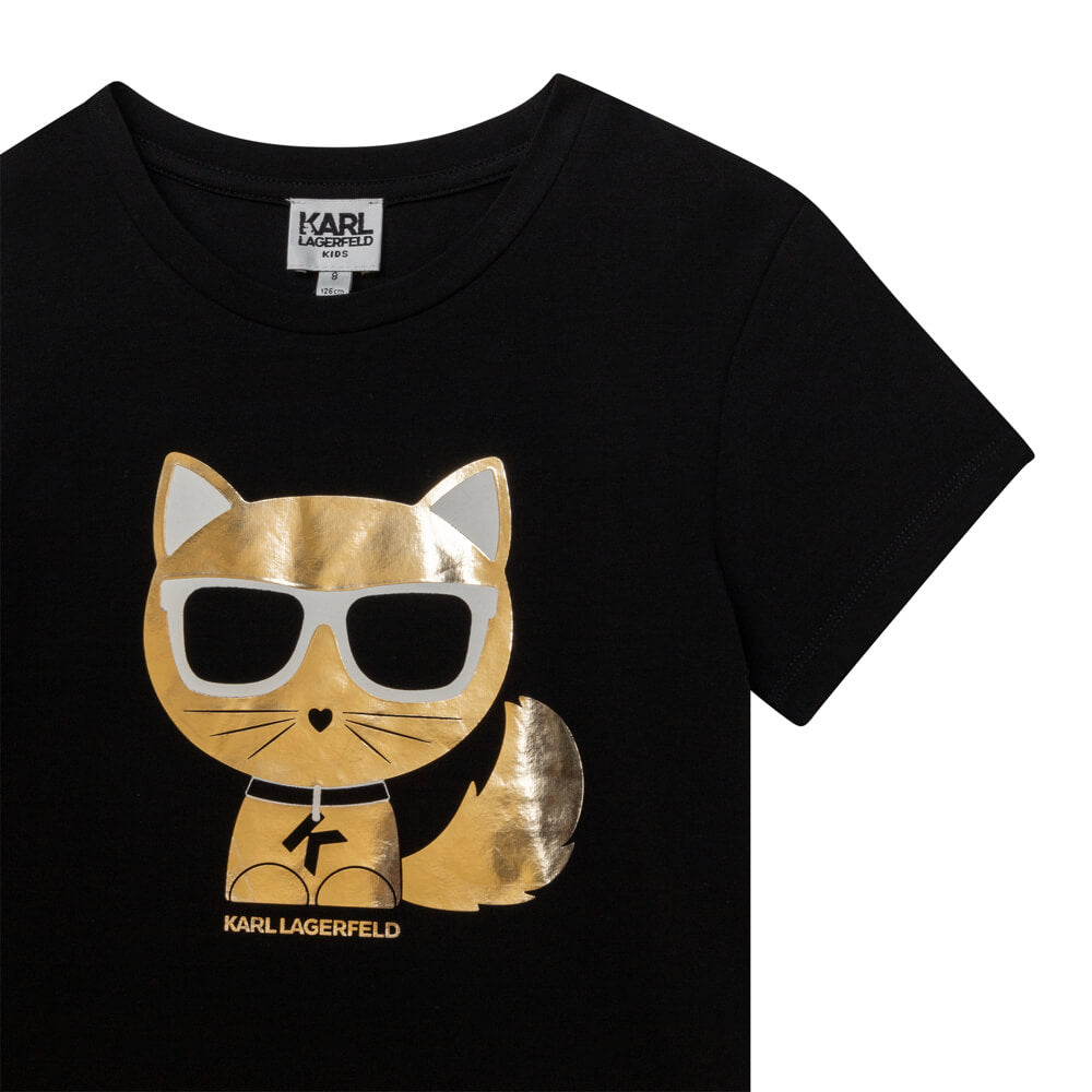 Karl Lagerfeld Girls Black Short Sleeves Jersey T-Shirt