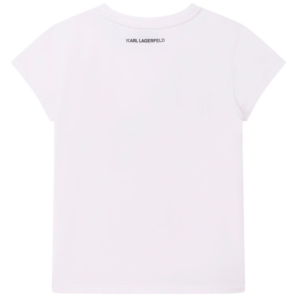 Karl Lagerfeld Girls White Short Sleeves Cotton T-Shirt