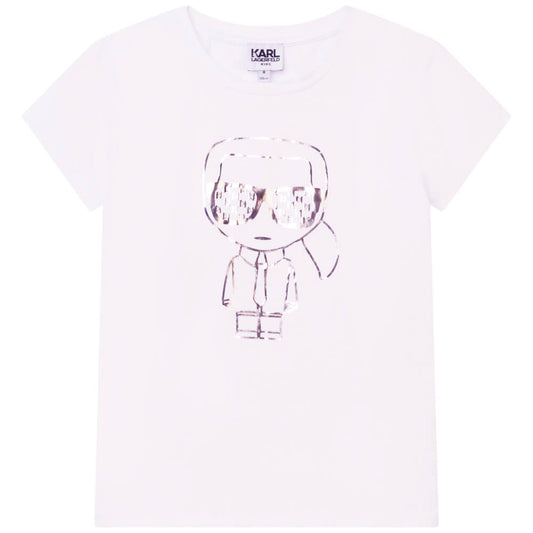 Karl Lagerfeld Girls White Short Sleeves Jersey T-Shirt