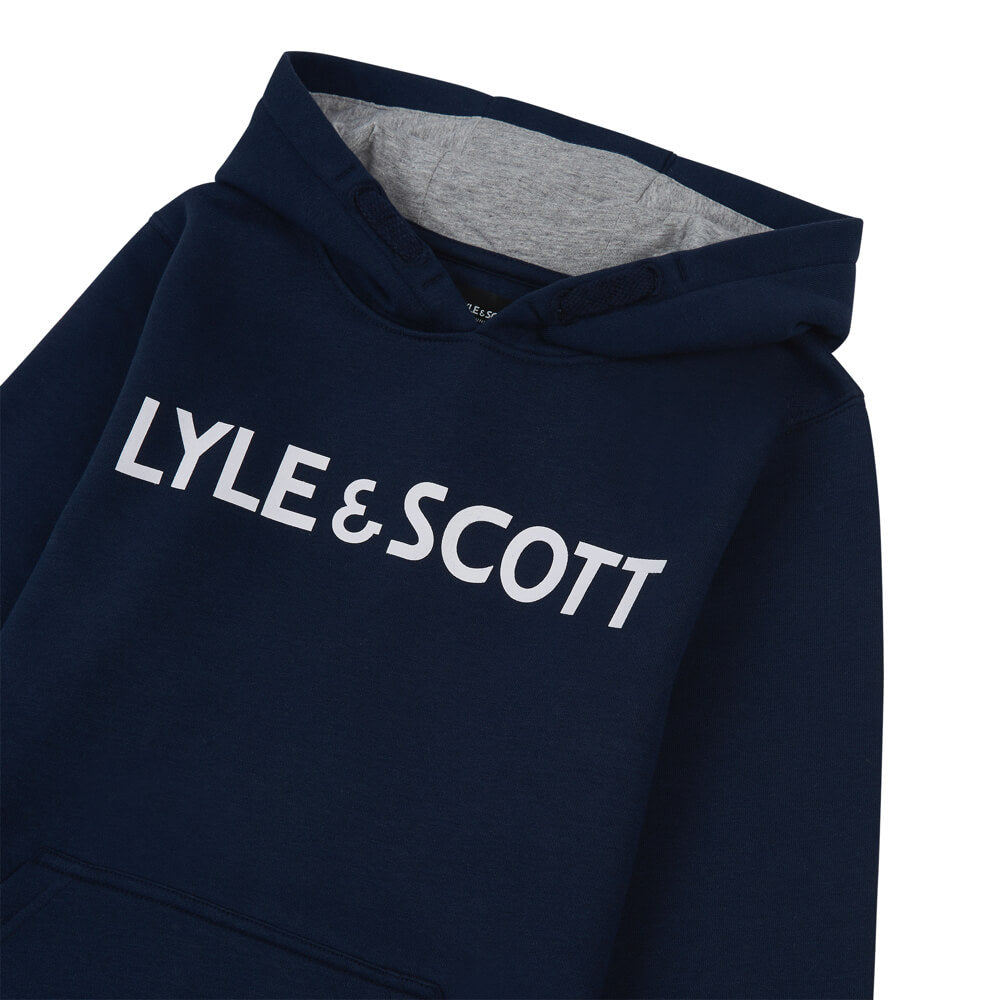 Lyle & Scott Boys Navy Text Hoodie