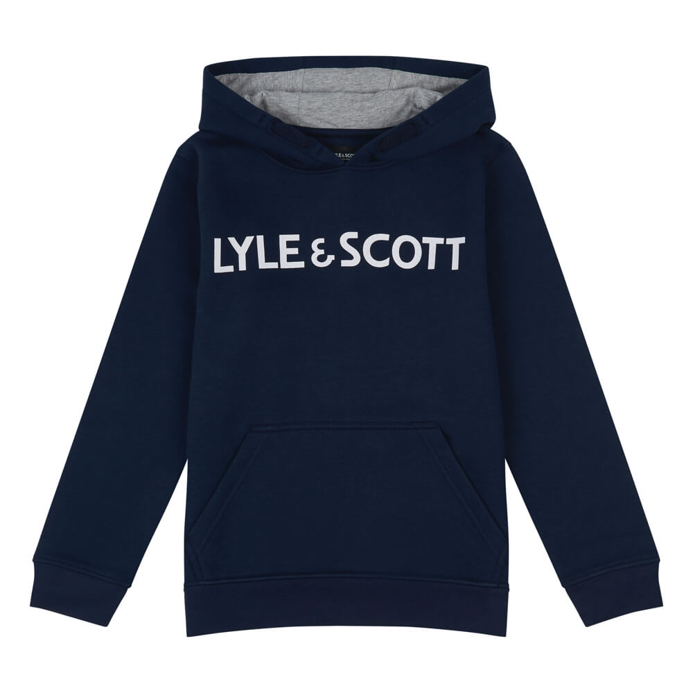 Lyle & Scott Boys Navy Text Hoodie