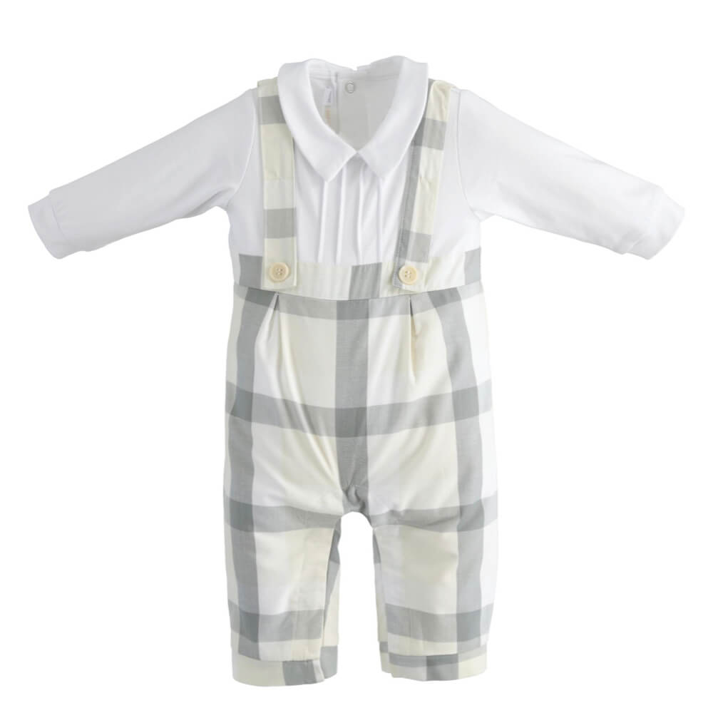 Minibanda Baby Boys White 2 Piece Babysuit