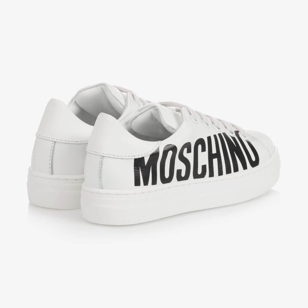 Moschino Unisex Blac & White Trainers Box Lace Maxi Logo Print