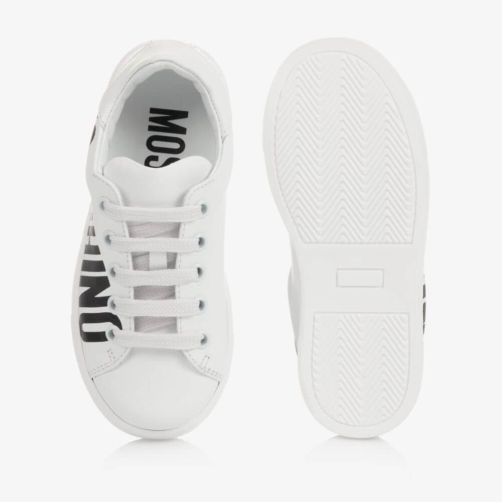 Moschino Unisex Blac & White Trainers Box Lace Maxi Logo Print