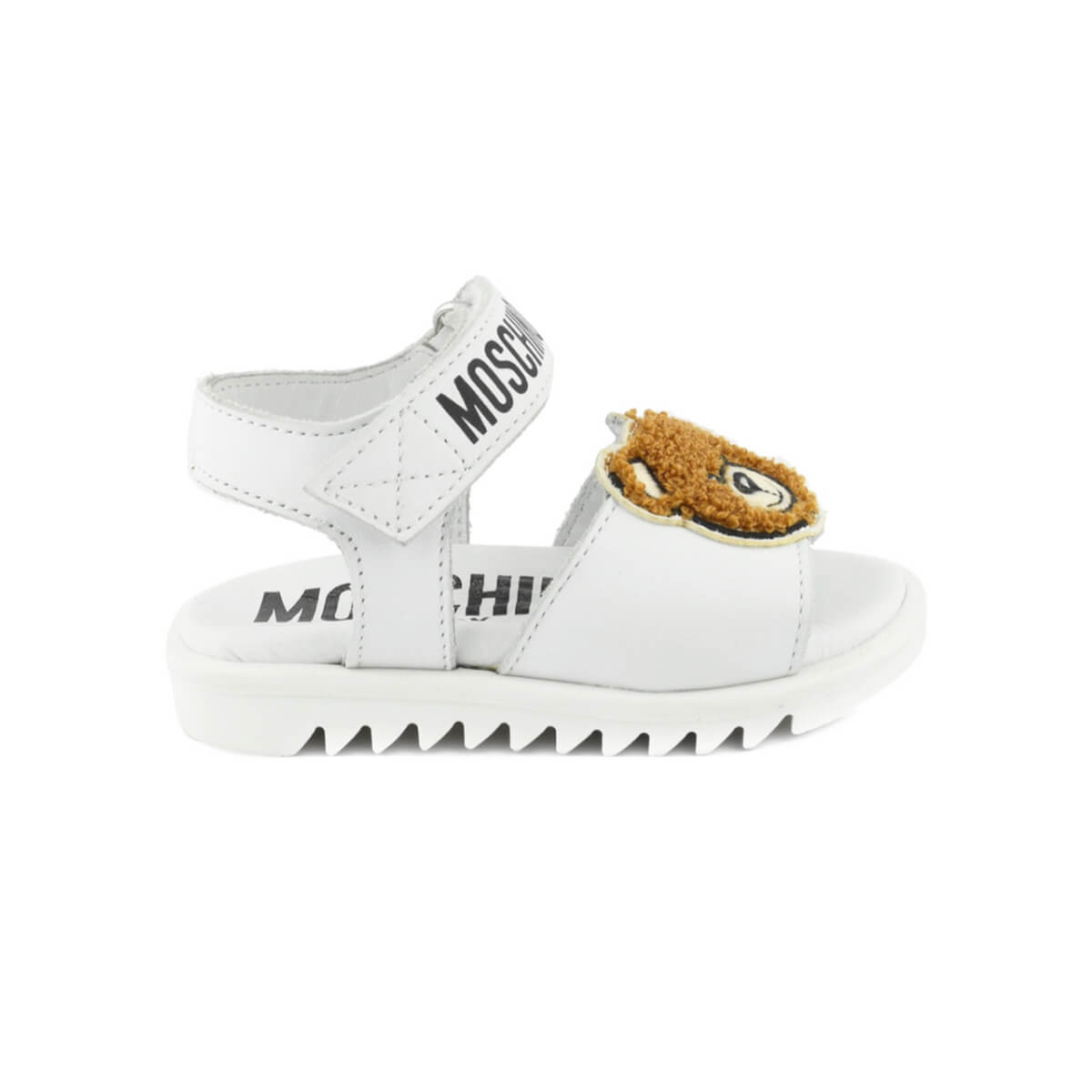 Moschino Unisex White Teddy Bear Patch Sandals