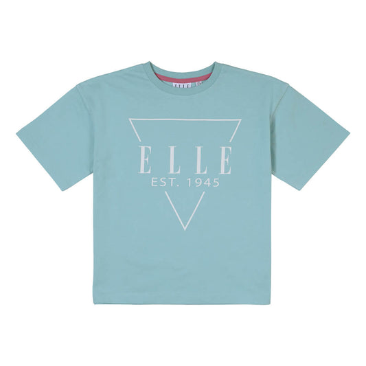 Elle Girls Crystal Blue Oversized T-Shirt With Triangle ELLE Logo