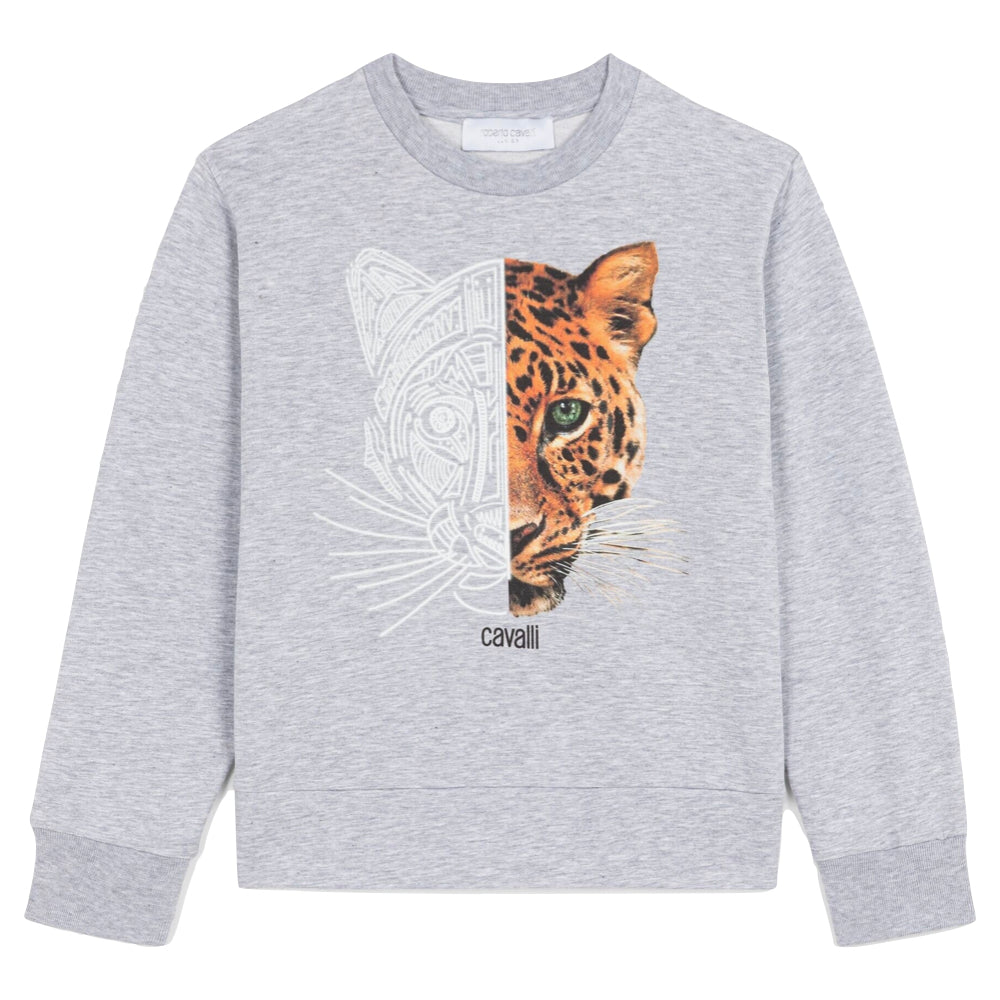 Roberto Cavalli Boys Grey Sweatshirt Ocelot