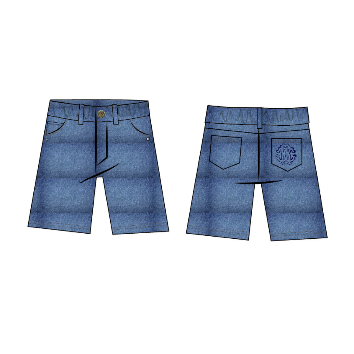 Roberto Cavalli Baby Boys Navy Bermuda Denim Jeans
