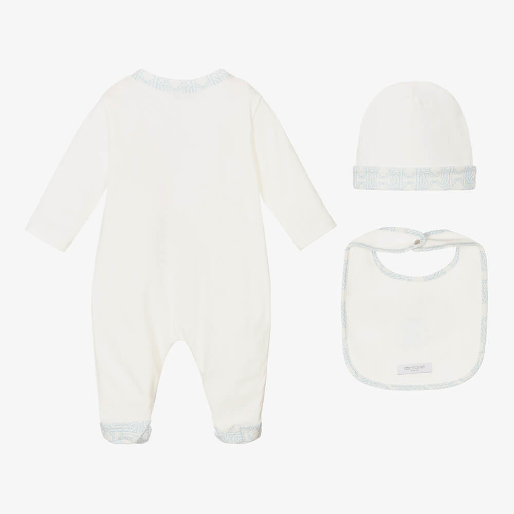 Roberto Cavalli Baby Boys Blue & Ivory Babysuit