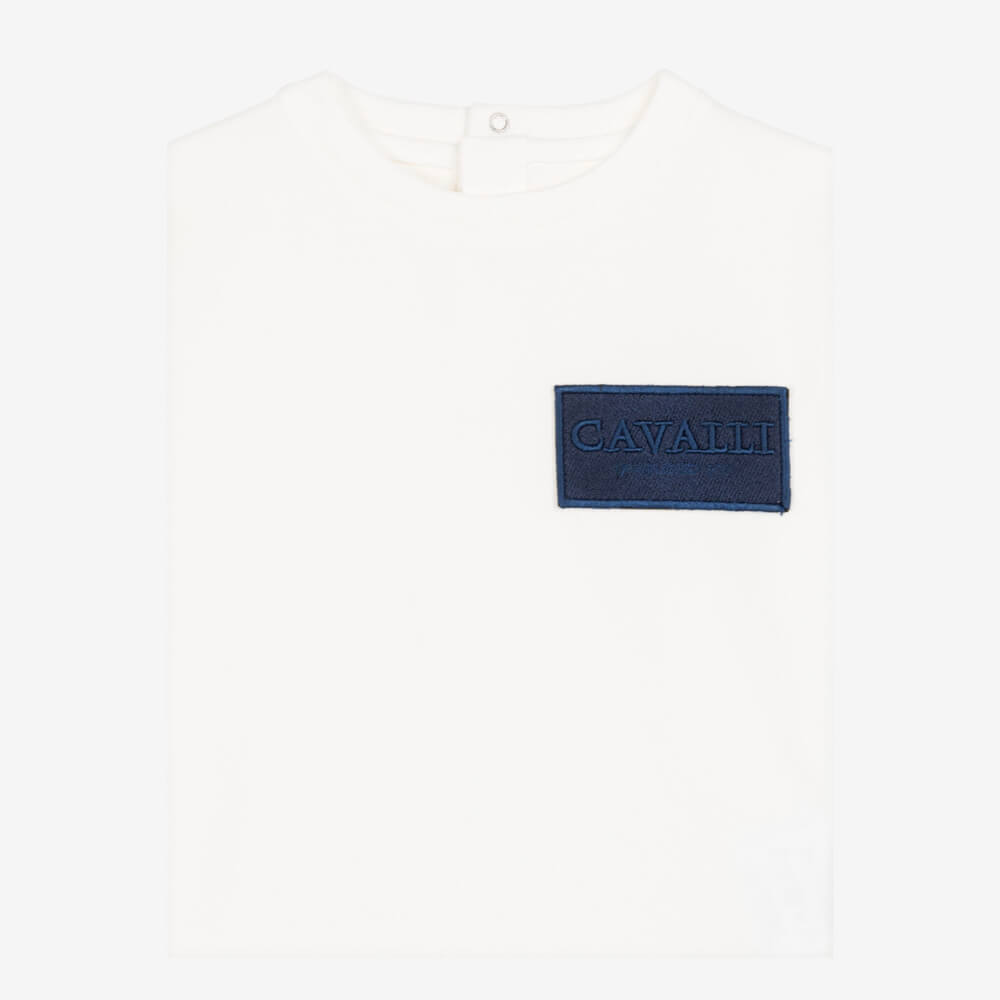 Roberto Cavalli Baby Boys White & Cream T-Shirt