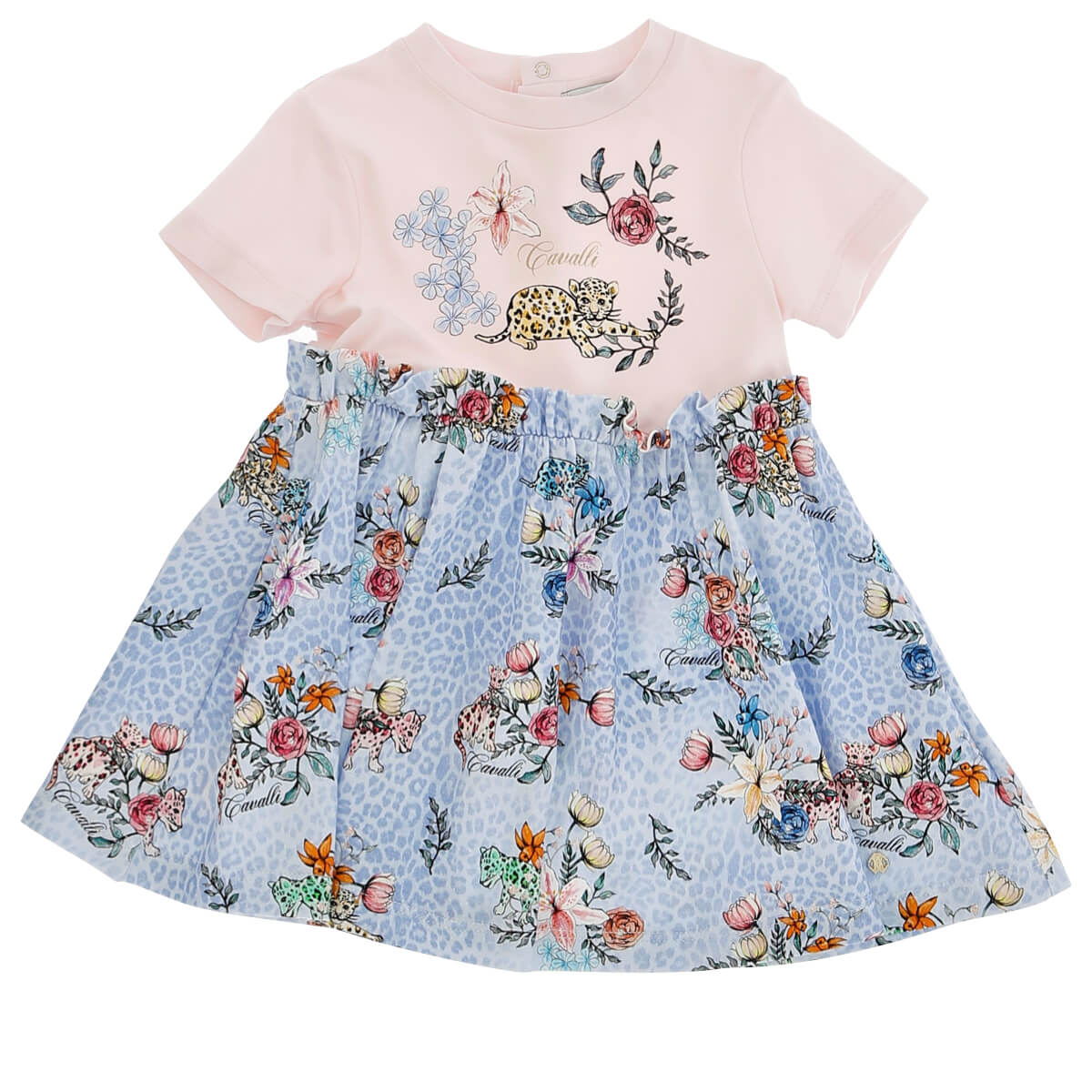 Roberto Cavalli Baby Girls Multi Blue Dress Flower Bloom