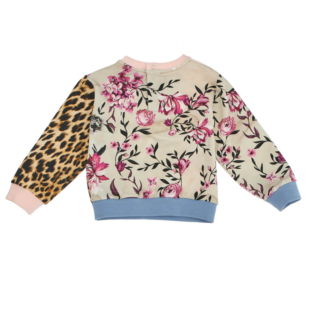Roberto Cavalli Baby Girls Pink Fleece Sweatshirt With Flower Pattern