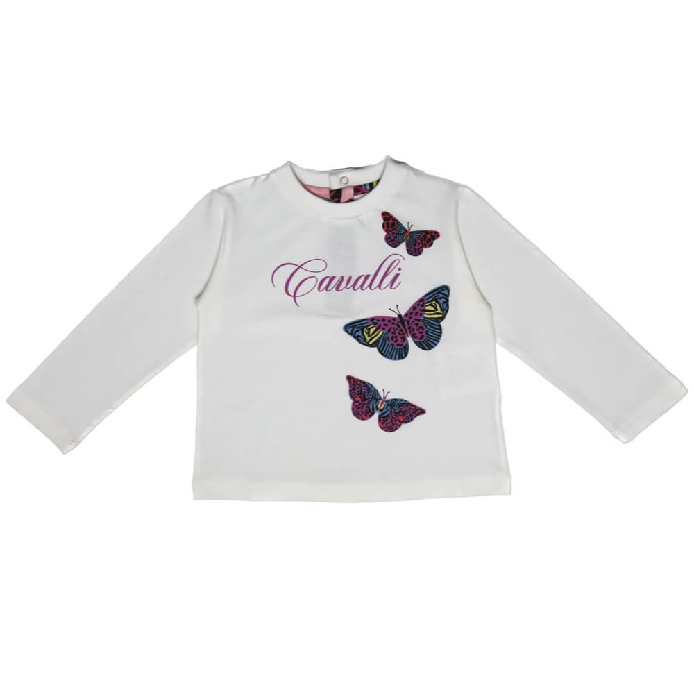 Roberto Cavalli Baby Girls White & Cream T-Shirt