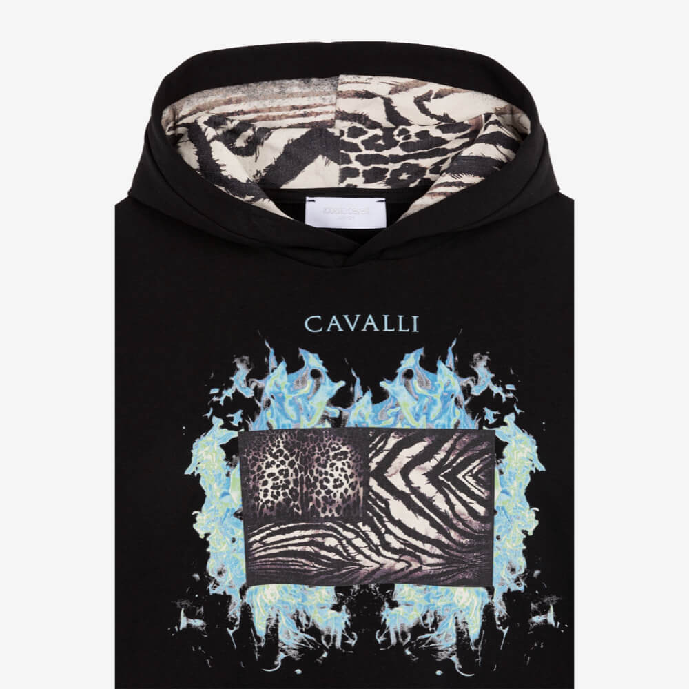 Roberto Cavalli Boys Black Soft Cotton Hoodie