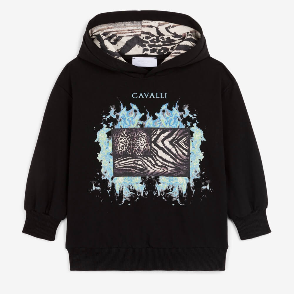 Roberto Cavalli Boys Black Soft Cotton Hoodie