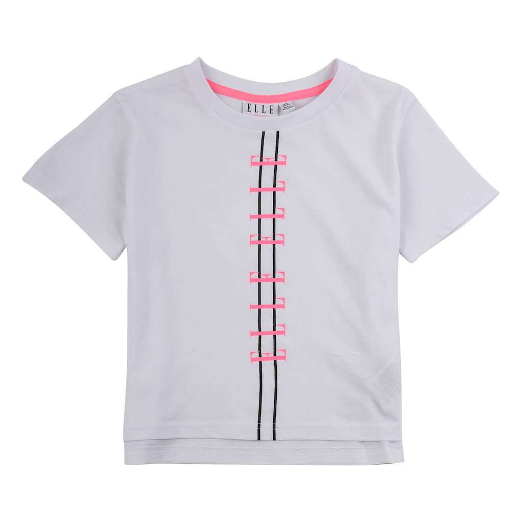 Elle Girls Bright White Stepped Hem T-Shirt
