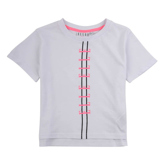 Elle Girls Bright White Stepped Hem T-Shirt