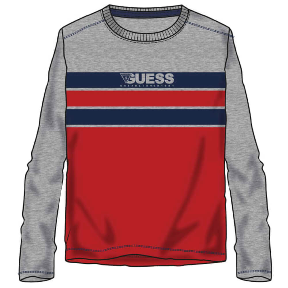 Guess Girls Grey & Red Trendy Top