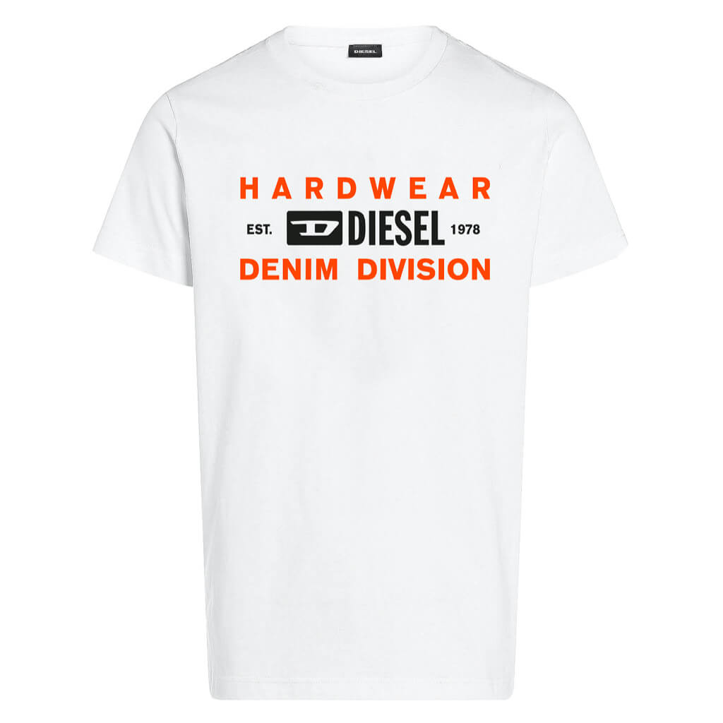 Diesel Boys White T-Shirt With Double Diesel Logo