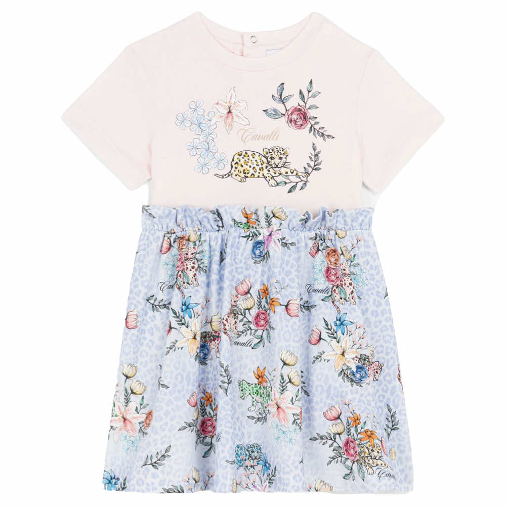 Roberto Cavalli Baby Girls Multi Blue Dress Flower Bloom