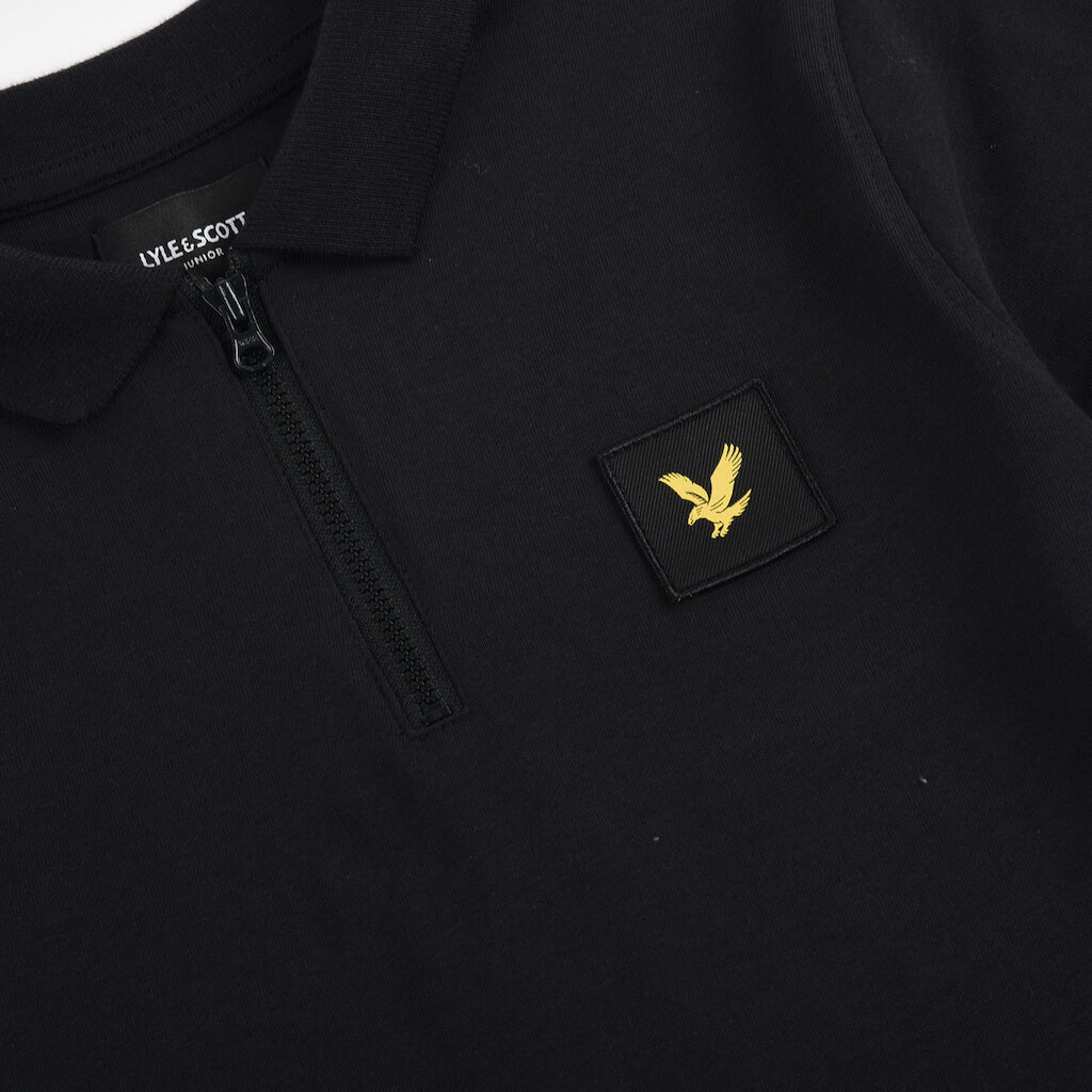 Lyle & Scott Boys Black Quarter Zip Polo T-Shirt