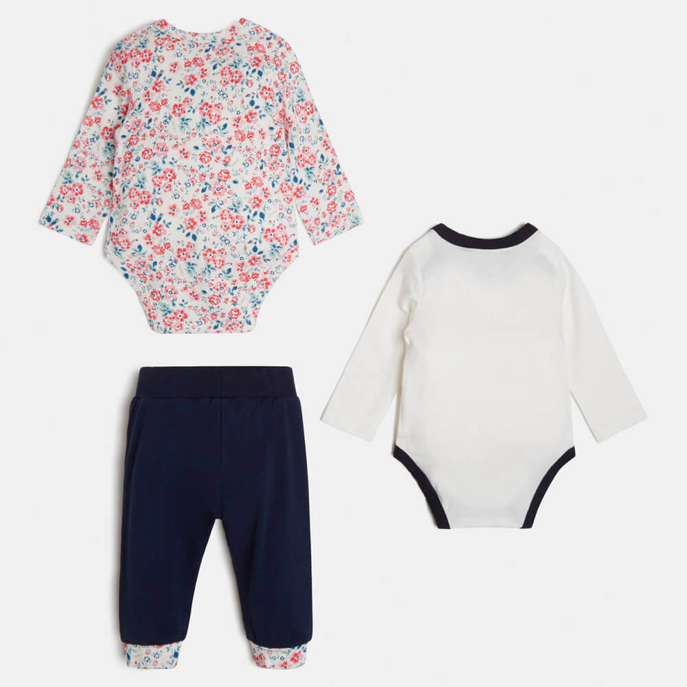 Guess Baby Girls Multi-colour 2 Babysuits and Joggers Combo Set