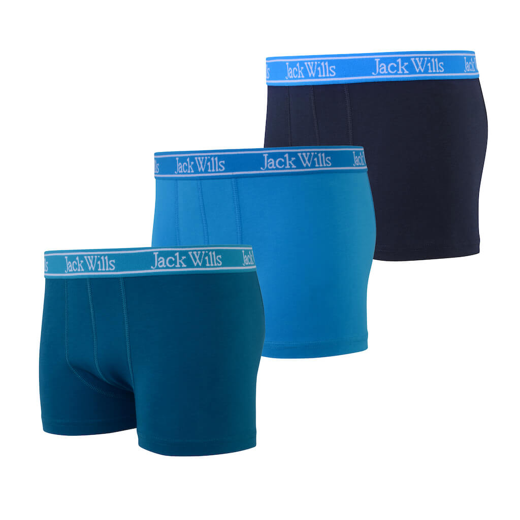 Jack Wills Boys Blue 3-Pack Boxer Shorts
