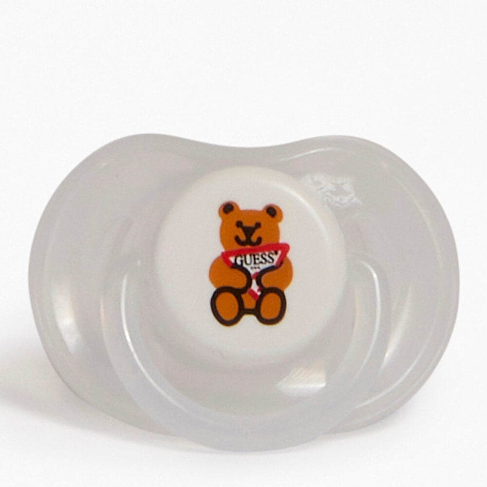 Guess Unisex Brown & Multi-colour Babys 3 Piece Pacifier With Cap, Holder & Clip
