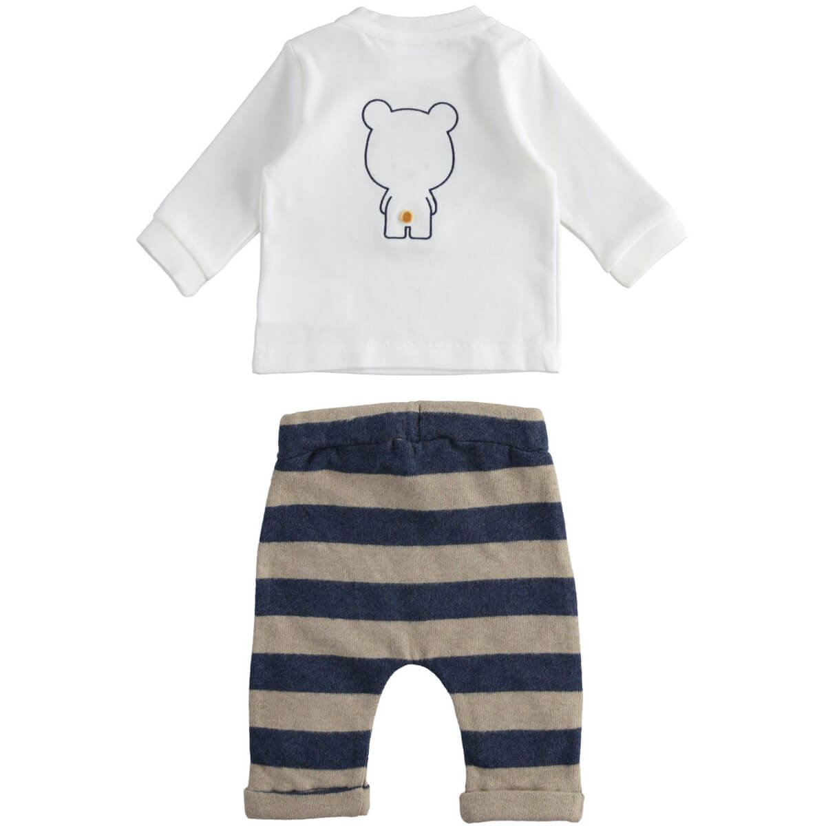 Minibanda Baby Boys Cream Long Sleeved Babysuit Set