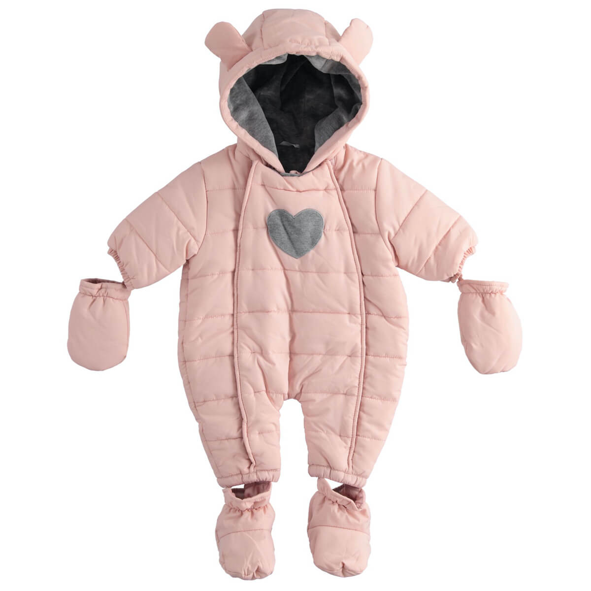Minibanda Baby Boys Pink Padded Thermal Babysuit