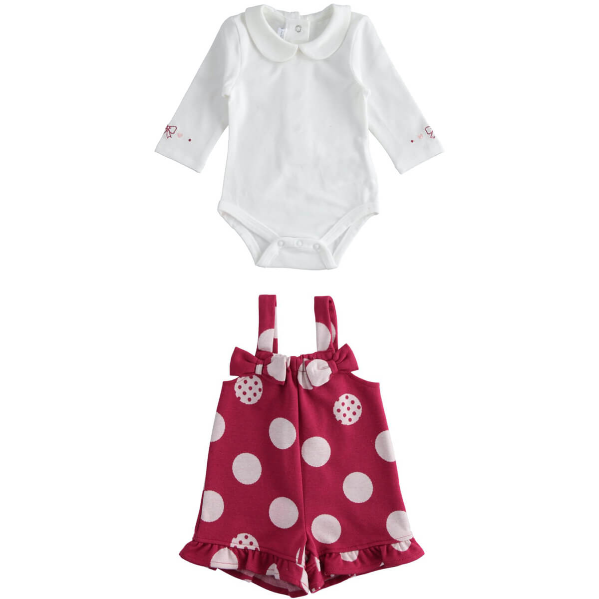 Minibanda Baby Girls Red Long Sleeved Babysuit Set