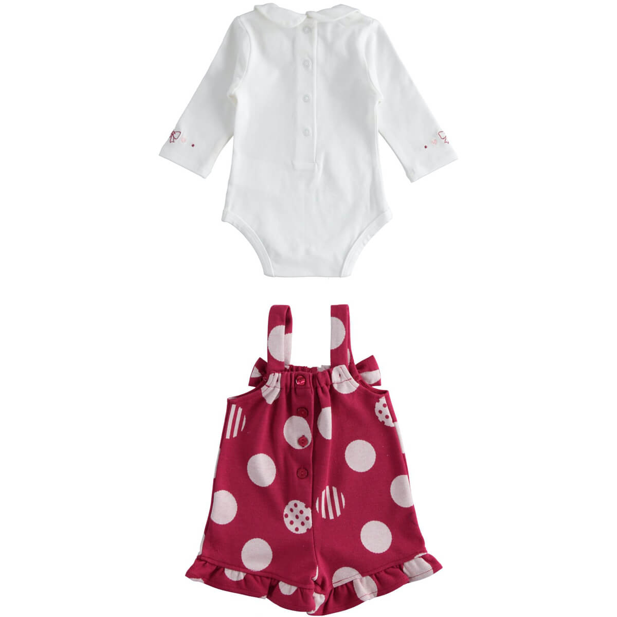 Minibanda Baby Girls Red Long Sleeved Babysuit Set
