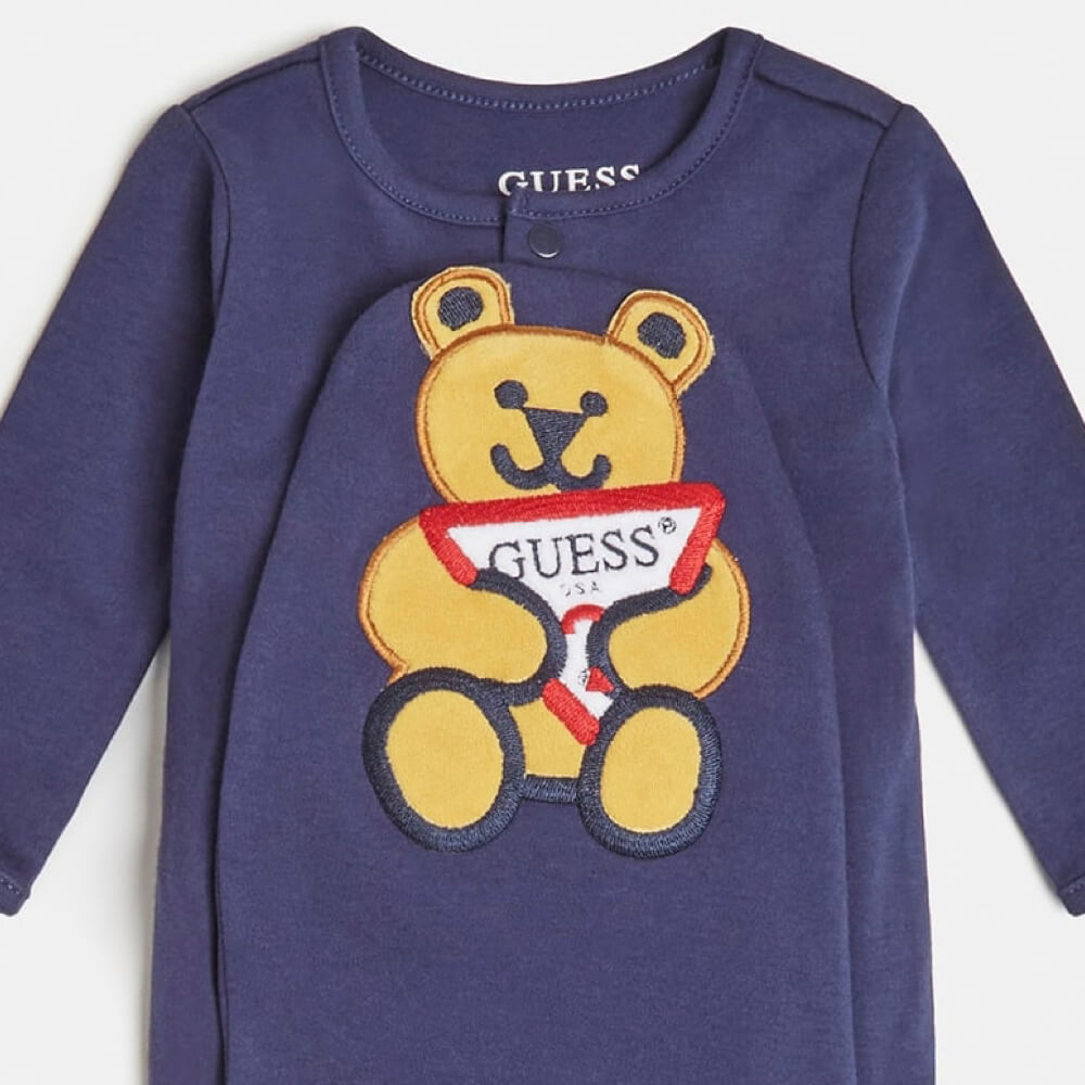 Guess Baby Boys Navy Babysuit With Teddy Bear Logo