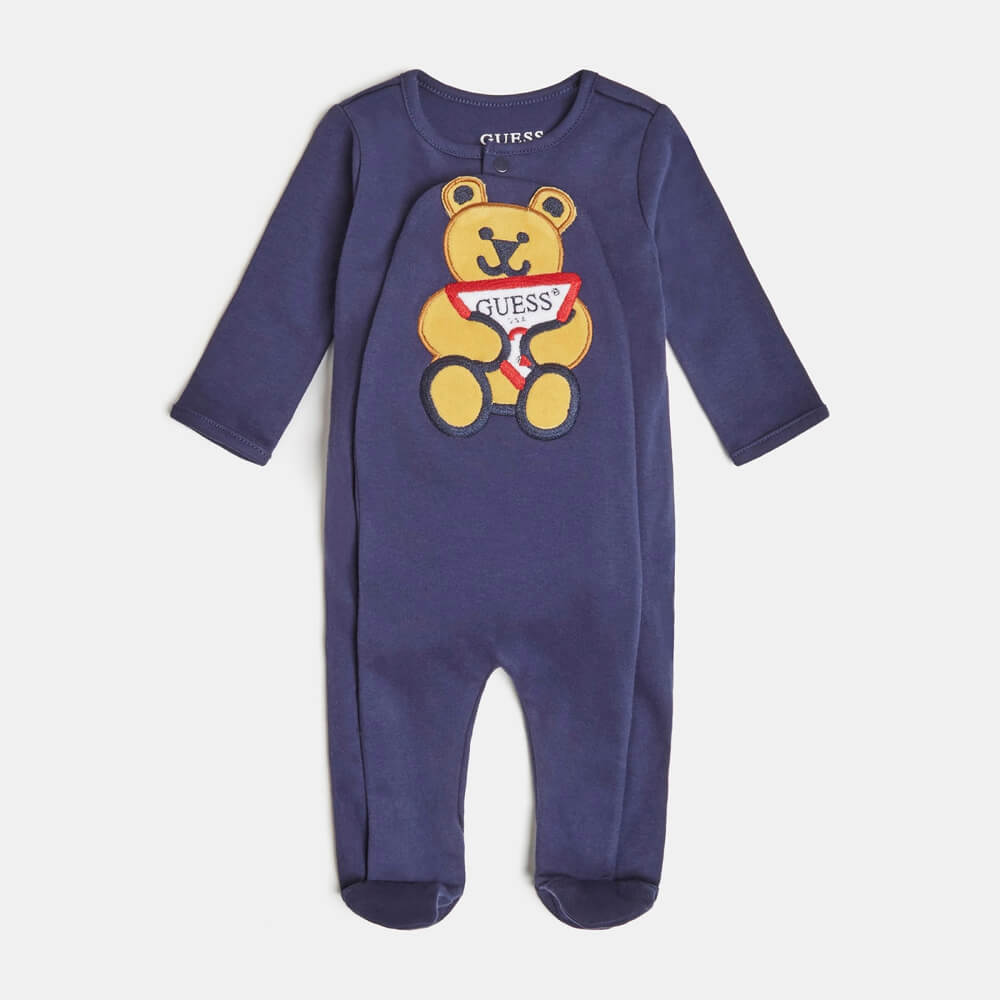 Guess Baby Boys Navy Babysuit With Teddy Bear Logo