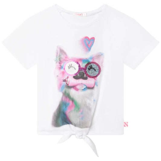 Billieblush Girls White Short Sleeves Jersey T-Shirt