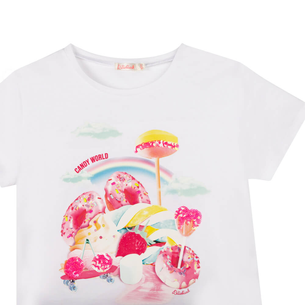 Billieblush Girls White T-Shirt Colourful